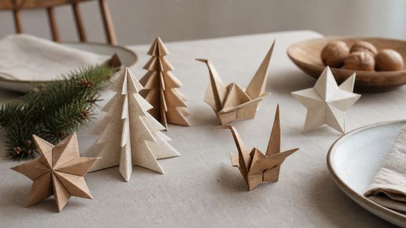Réaliser des décorations de table en origami pour Noël