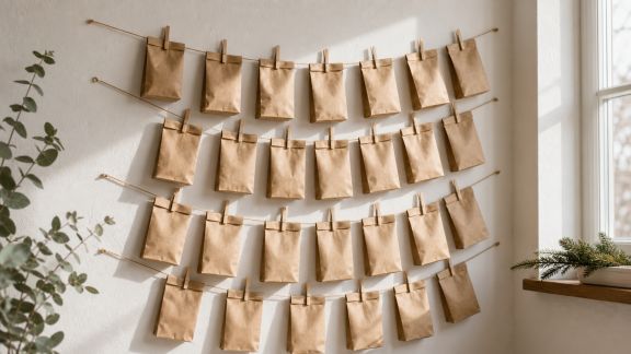 Fabriquer un calendrier de l'Avent mural en pochettes de papier kraft