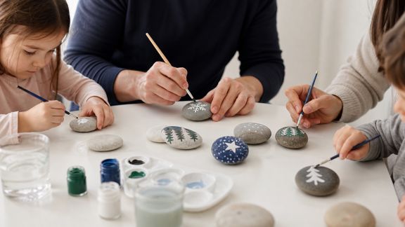 Atelier famille : Peindre des galets pour des décorations hivernales originales