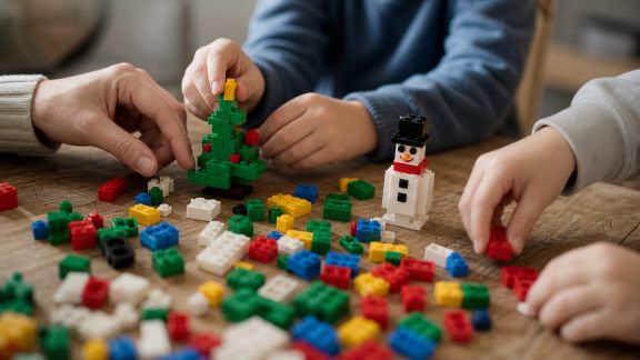 Lancer des défis de construction créative avec des blocs ou des Lego de Noël