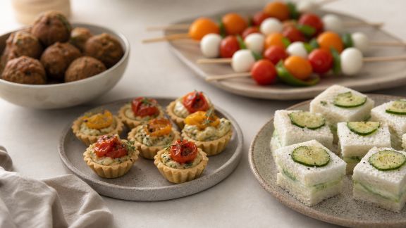 Petites bouchées végétariennes pour apéritifs festifs