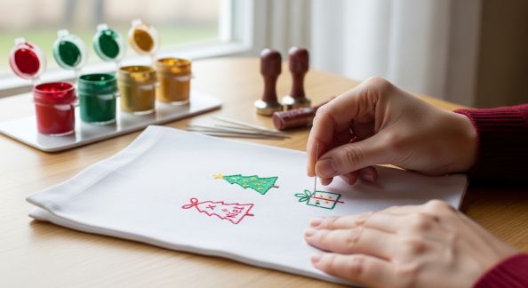 Confectionner une nappe festive customisée avec des motifs de Noël faciles